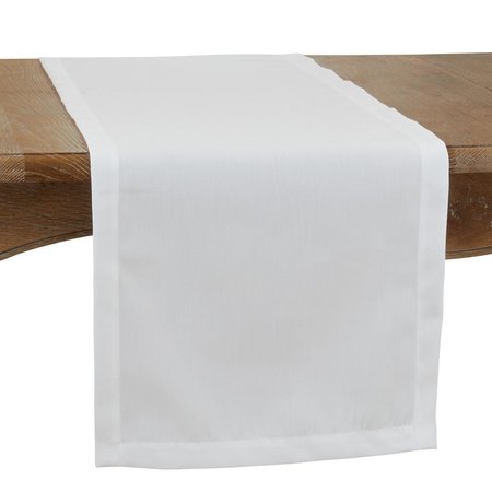 SARO 16 x 72 in. Casual Design Everyday Oblong Table Runner, White 321.W1672B